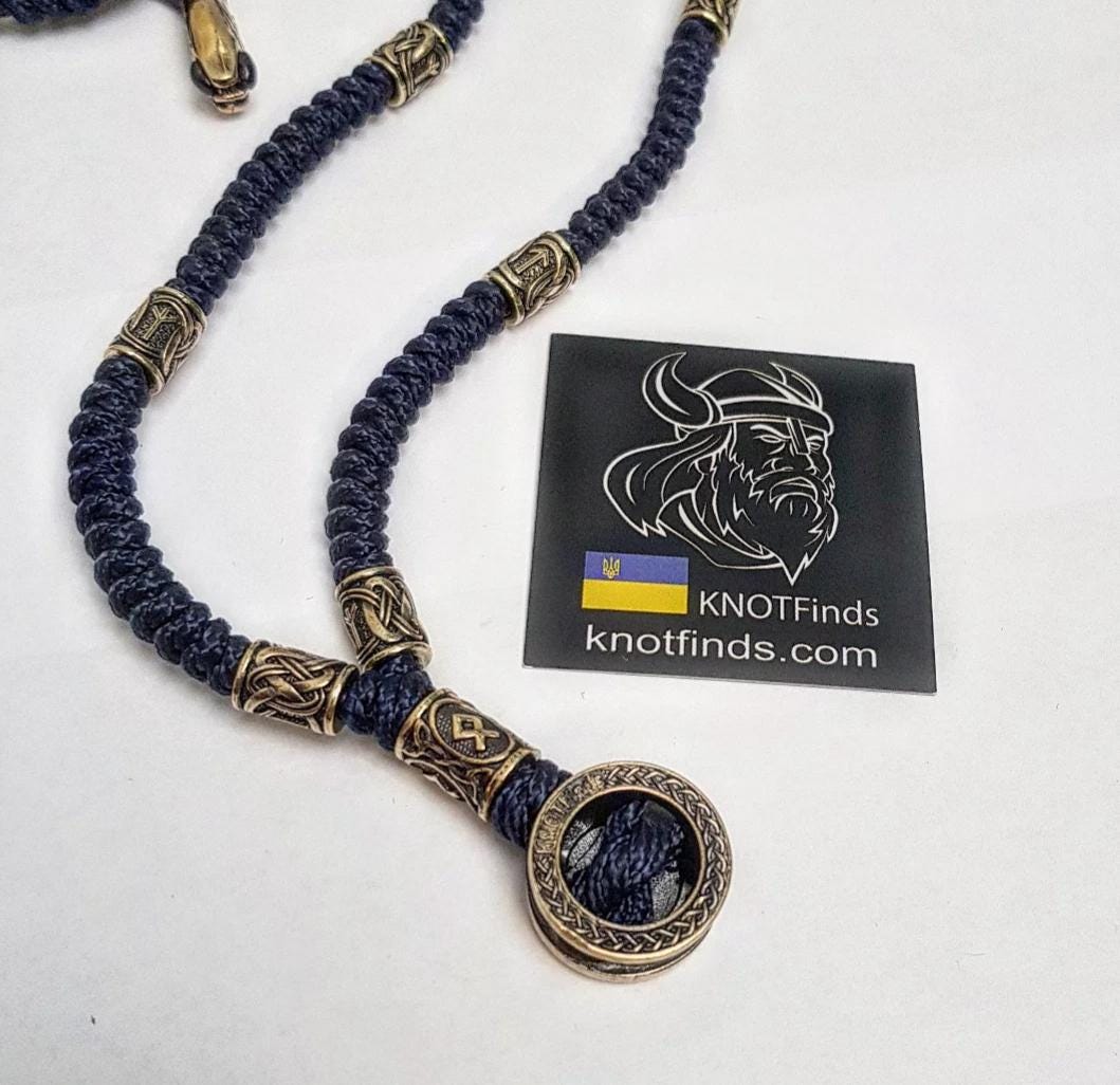 Viking Vegvisir Compass Necklace - Handmade Viking Paracord Necklace – Vegvisir Amulet, Norse