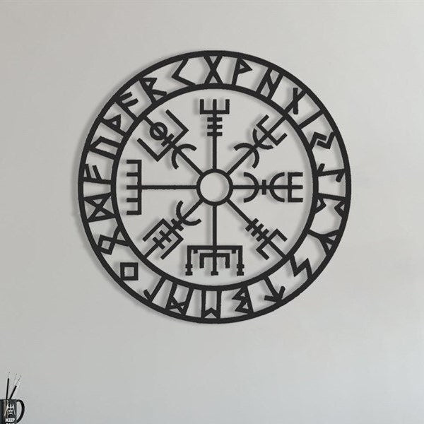 Viking Vegvisir Compass Rug - Vegvisir Viking Compass Rug, Norse Mythology Nordic Decor