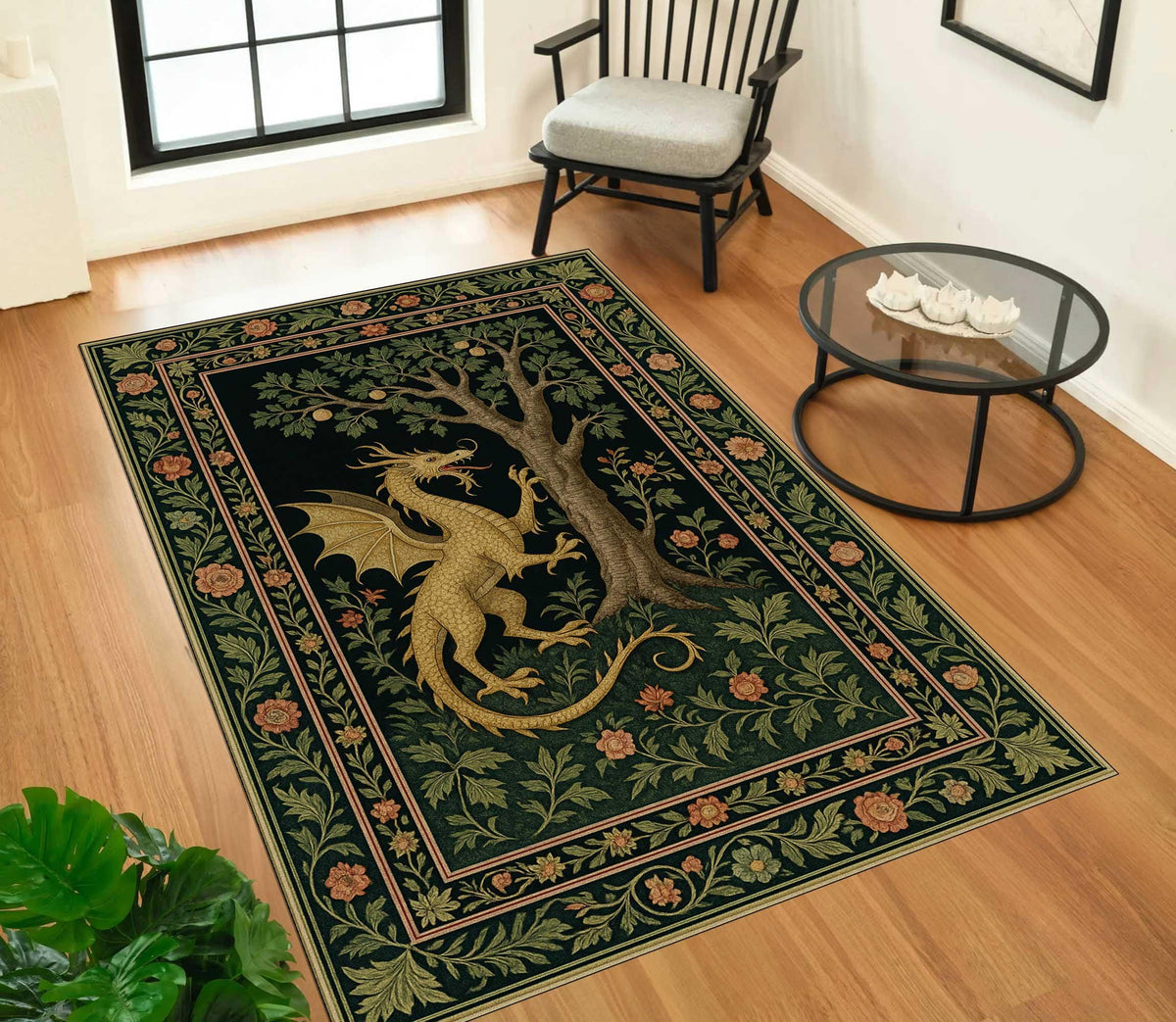 Viking Rug - Viking Dragon Knotwork Rug, Norse Mythology, Celtic Serpent Warrior (40x60cm)