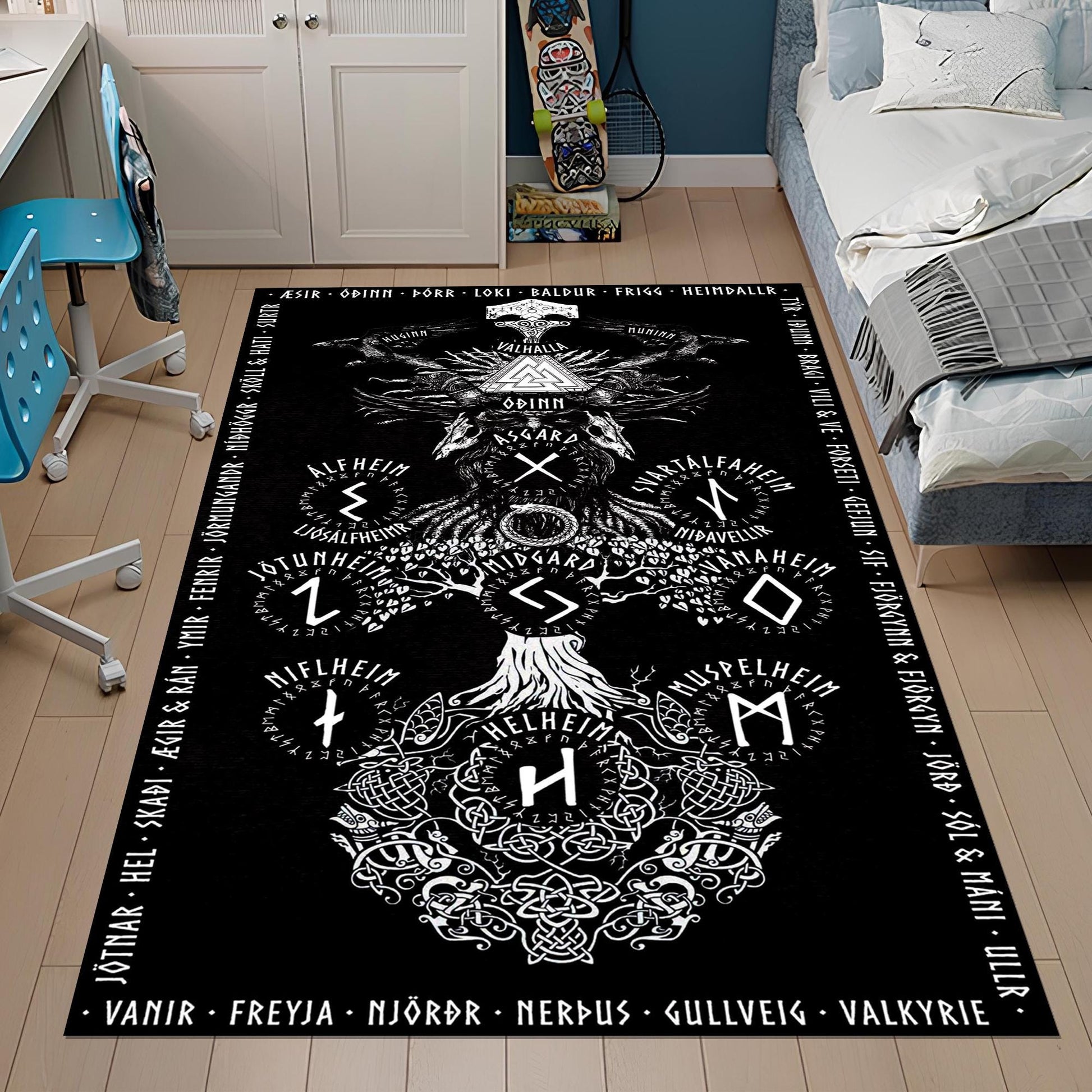 Viking Rug - Mythological Rug, Viking Rug, Viking Pattern, Scandinavian Myth, Nordic Mat, Helm of
