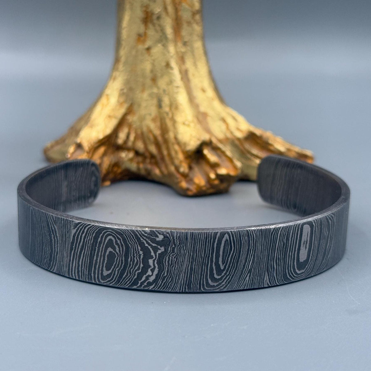 Viking Bracelet - Hand Forged Damascus Steel Cuff Bracelet with Copper Inlay Viking Bangle, Modern