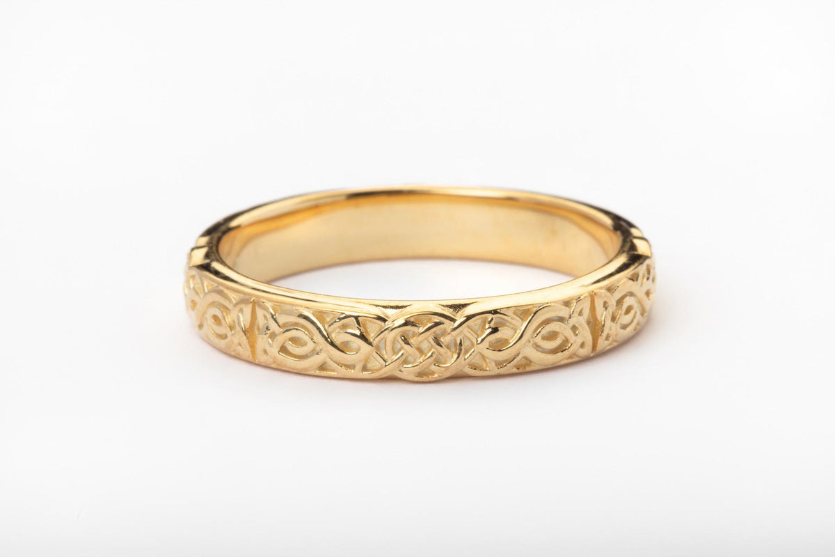 Viking Ring - Handcrafted Norse Gold Ring with Ornament, Ancient Norse Jewelry Reconstruction