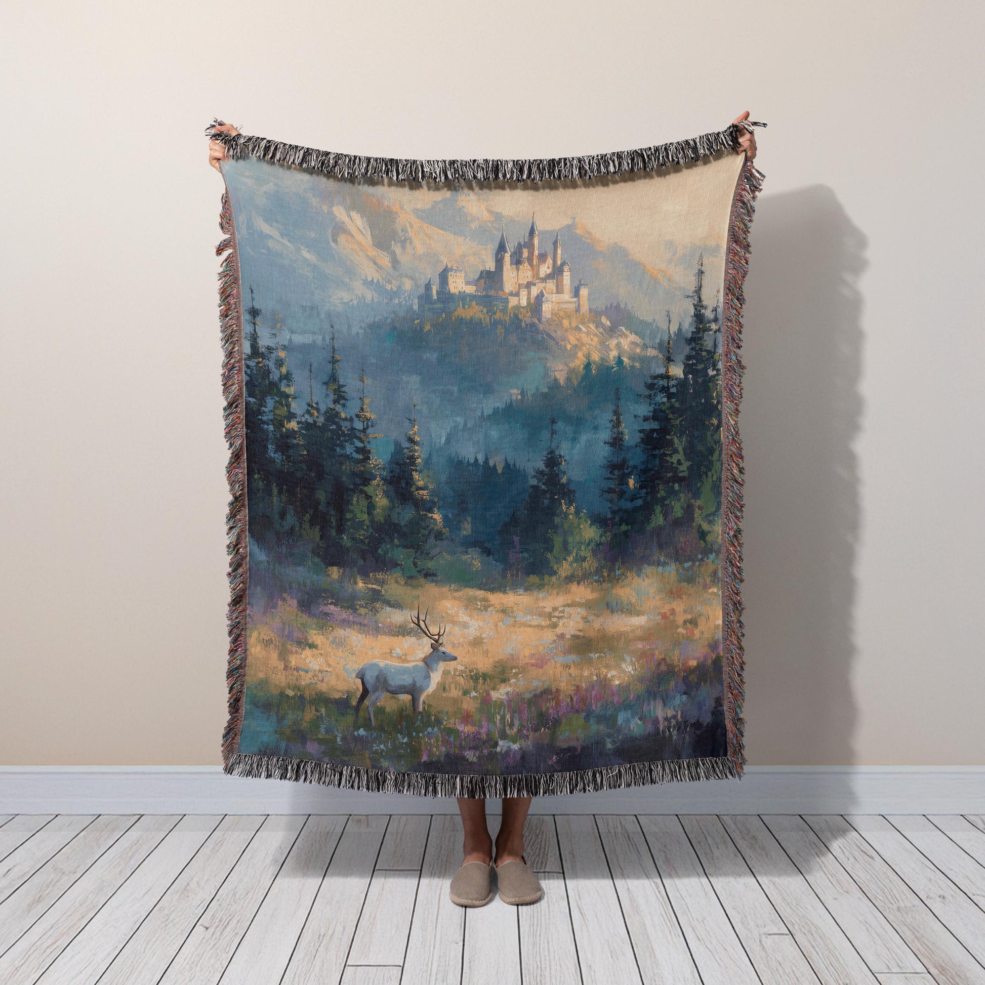 Viking Blanket - Viking Mountain Fjord and Longboat Soft Fleece Blanket - Viking Art Blanket - Gift