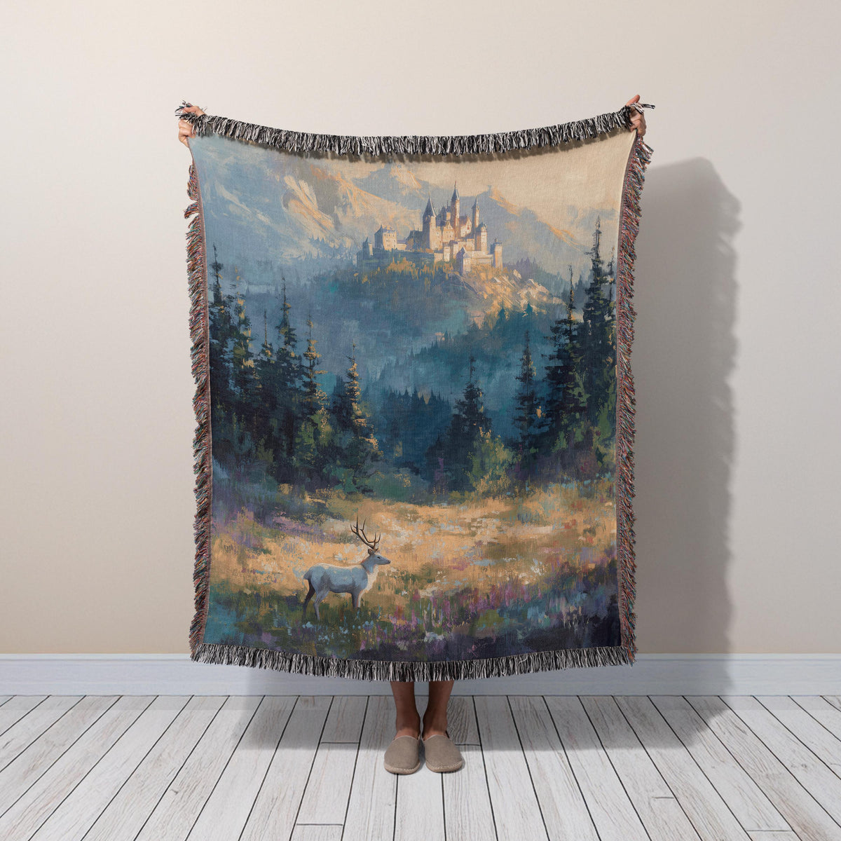 Viking Blanket - Viking Mountain Fjord and Longboat Soft Fleece Blanket - Viking Art Blanket - Gift