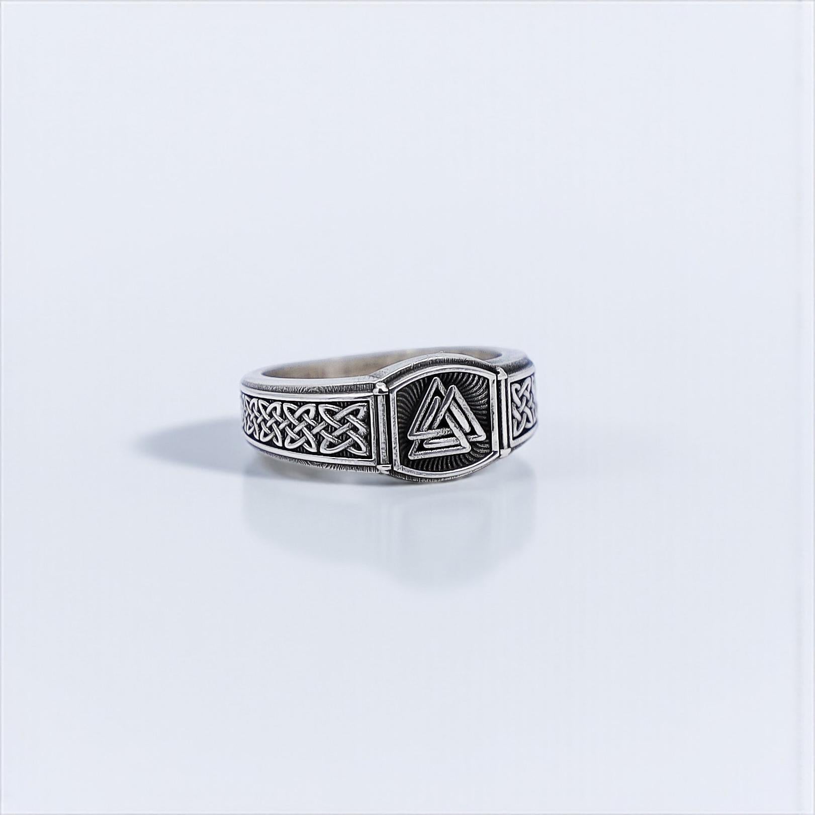 Viking Valknut Ring - Sterling Silver Norse Valknut Pinky Ring: Handcrafted Viking Statement