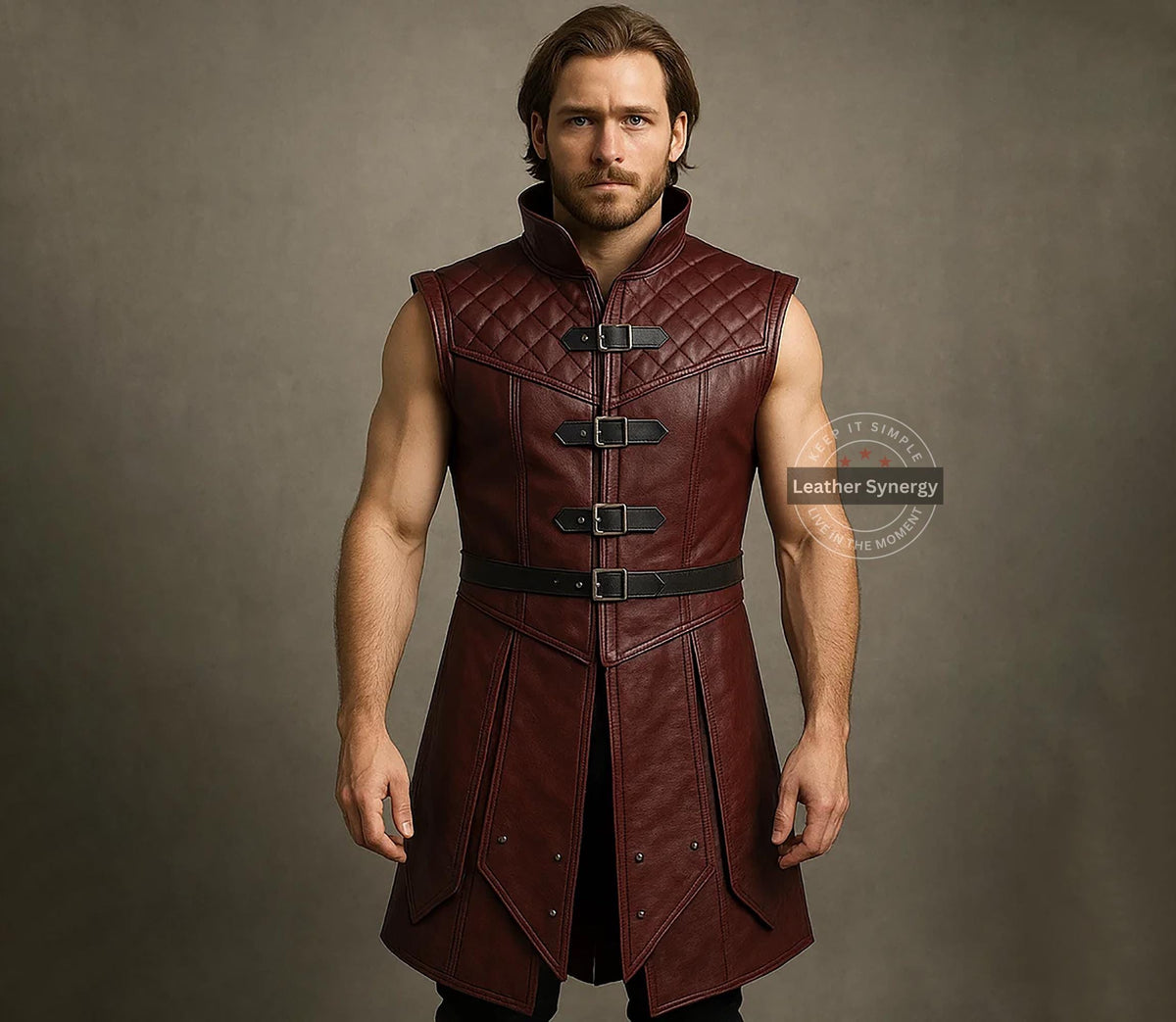 Viking Jacket - Viking Leather Vest Fur Collar Armor Medieval Norse Warrior Costume LARP Leather