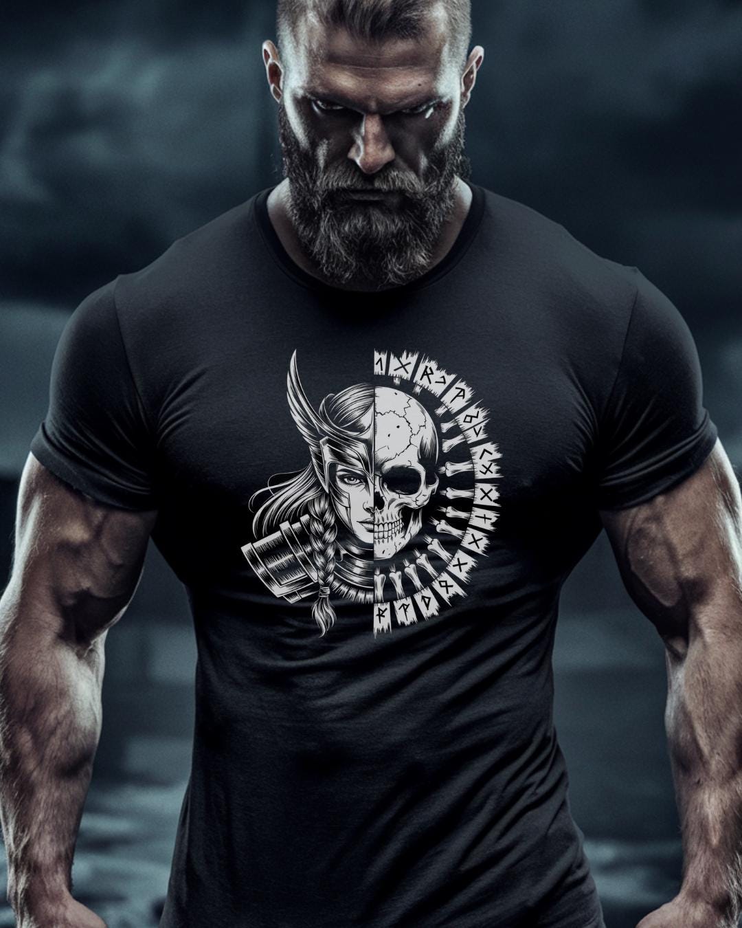 Viking T-Shirt - Viking Skull T-Shirt - Norse Mythology Tee - Nordic Warrior Art Shirt - Gothic