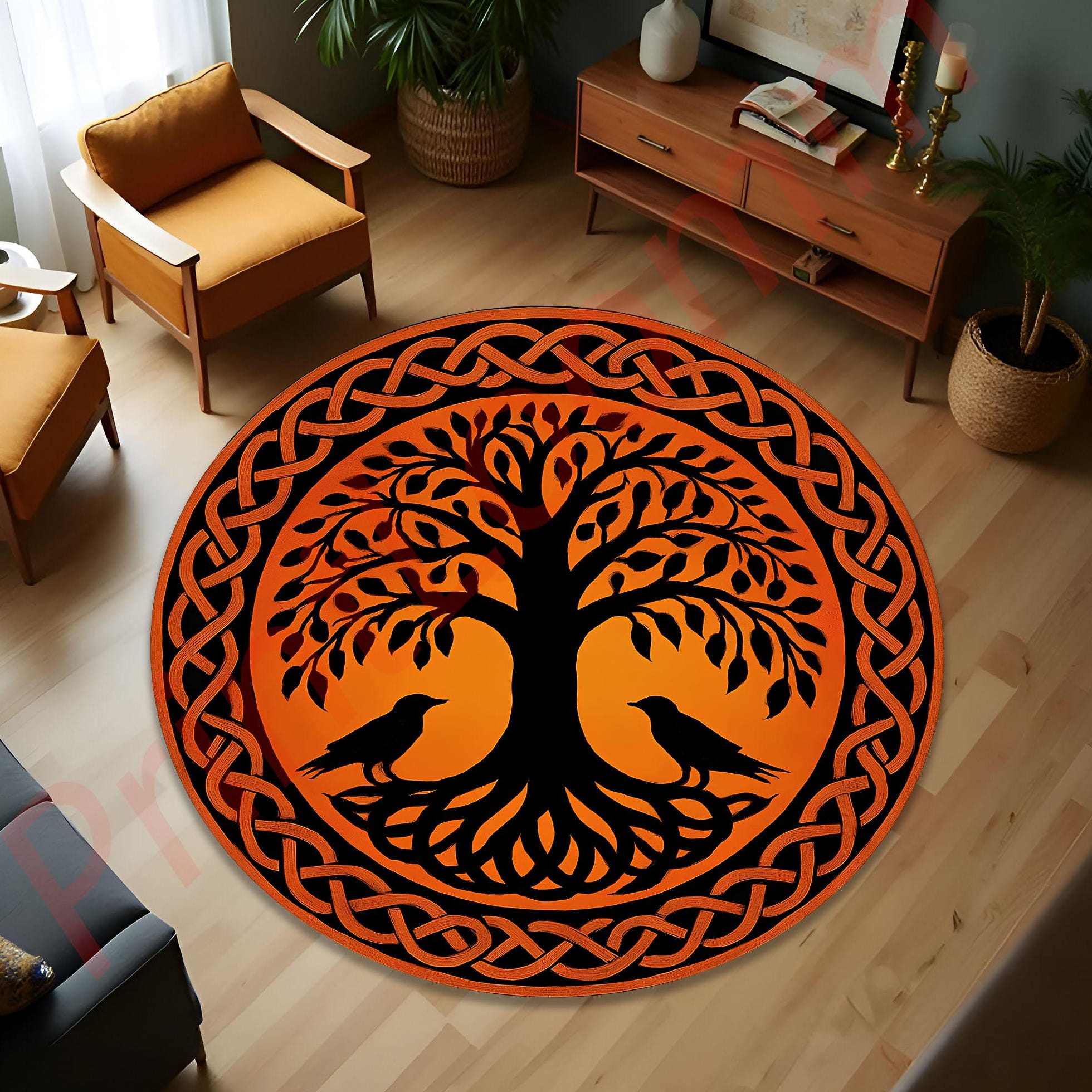 Viking Yggdrasil Tree of Life Rug - Yggdrasil Tree Of Life Round Rug, Nordic Carpet, Vikings Rug