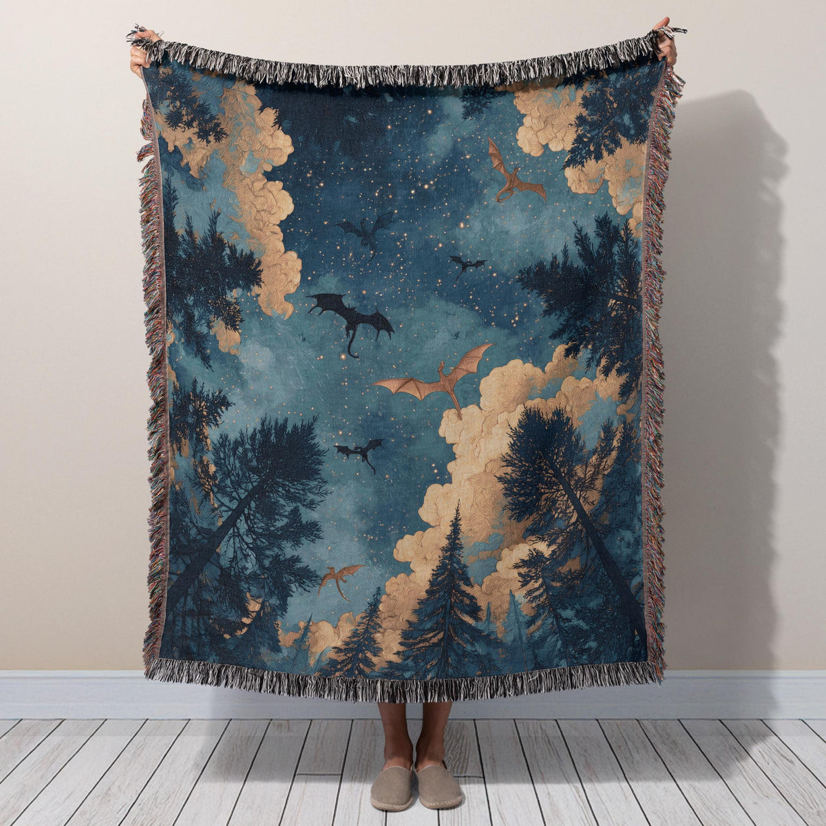 Viking Blanket - Viking Mountain Fjord and Longboat Soft Fleece Blanket - Viking Art Blanket - Gift