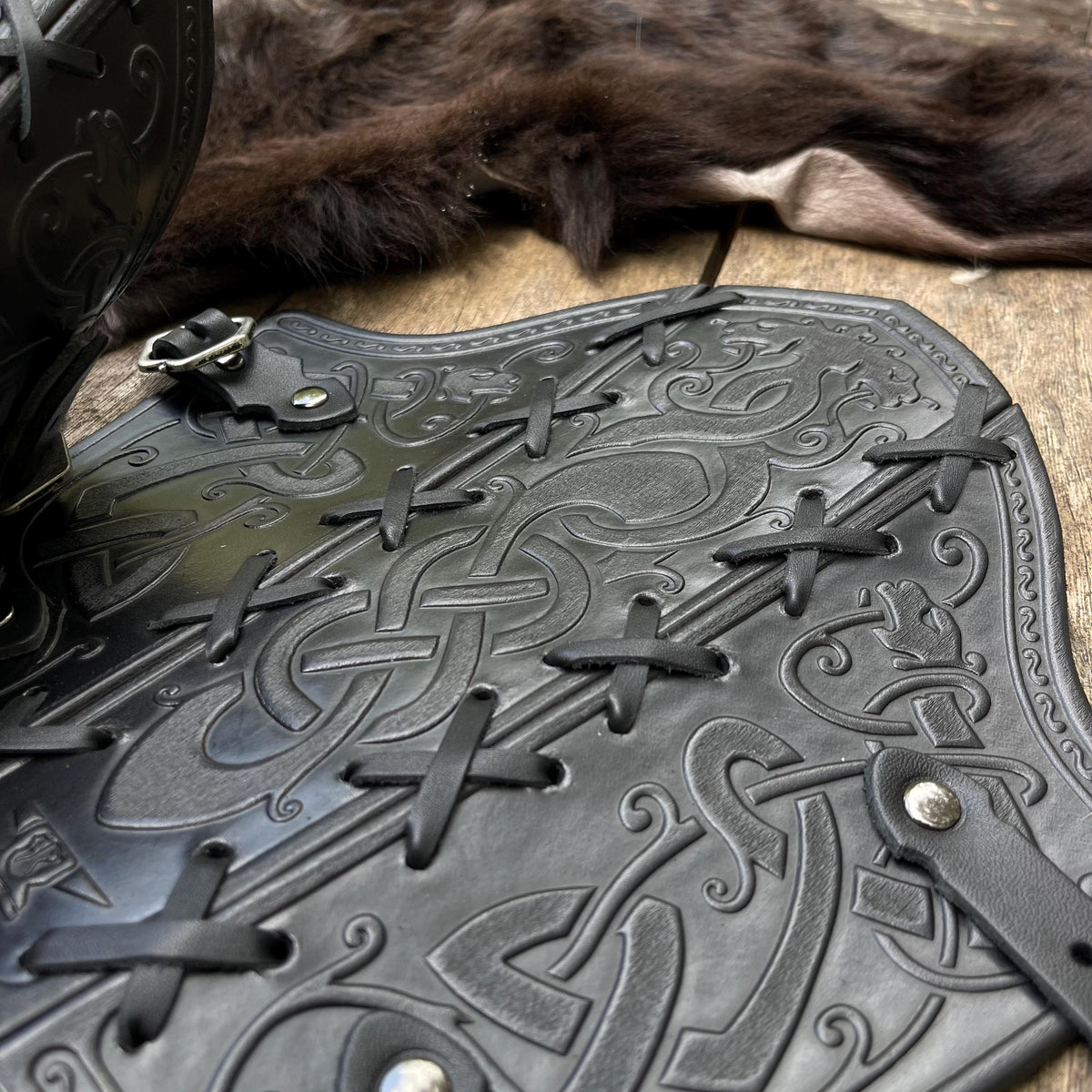 Viking Costume & LARP - Leather Viking Bracers: Ragnarok LARP Renfair Medieval Armor