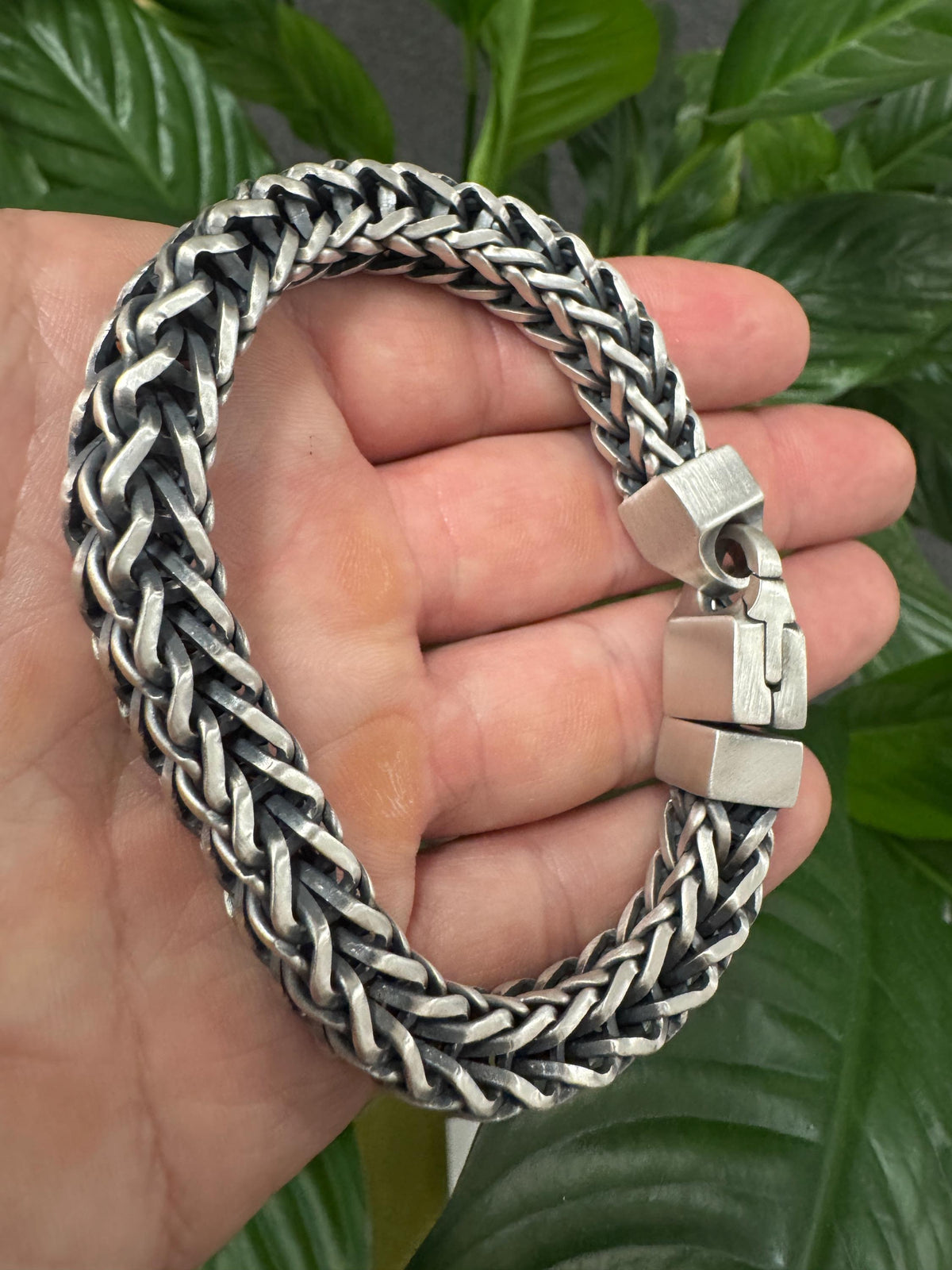 Viking Necklace - Viking Franco Necklace With Celtic Knot Clasp, Unisex Sterling Silver Thick