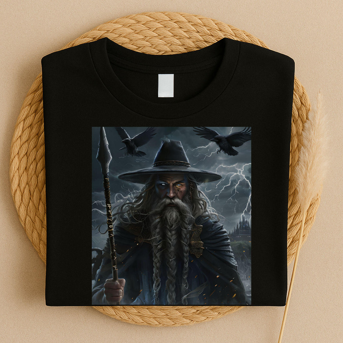 Viking Odin T-Shirt - Odin's Ravens Shirt, Viking Mythology Crow Tee, Garment Dyed Relaxed Fit