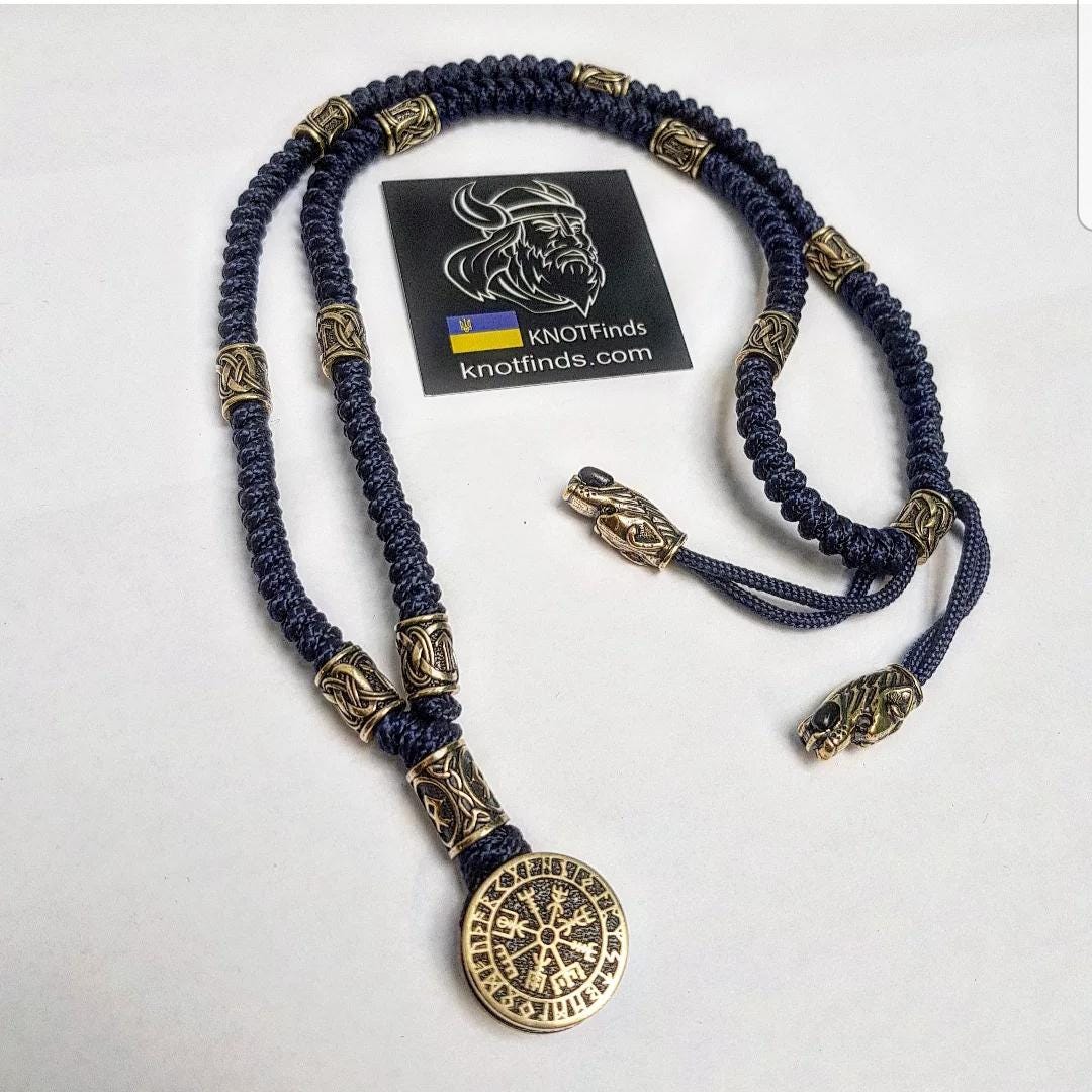 Viking Vegvisir Compass Necklace - Handmade Viking Paracord Necklace – Vegvisir Amulet, Norse