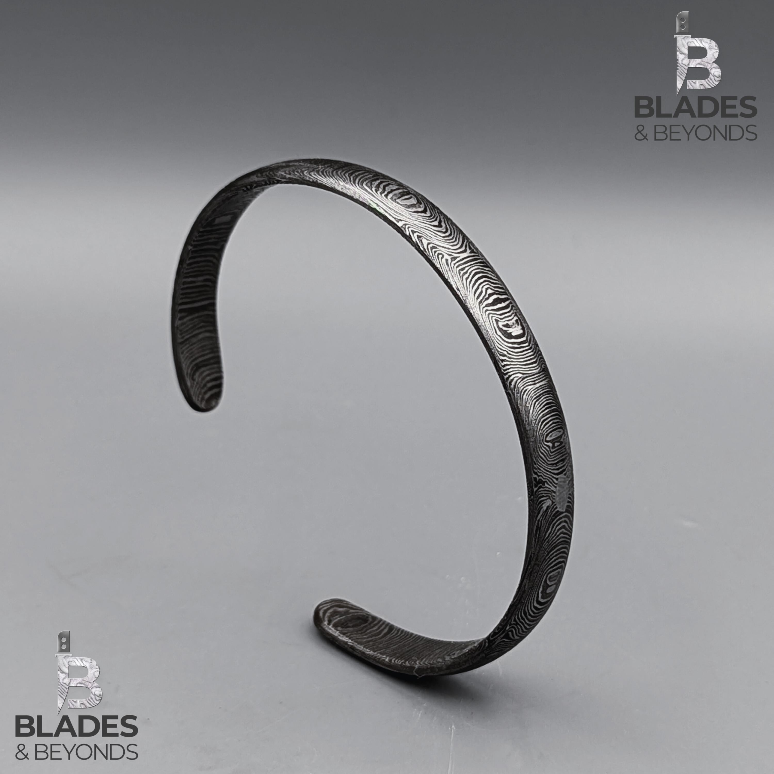 Viking Bracelet - Hand Forged Damascus Steel Cuff Bracelet with Copper Inlay Viking Bangle, Modern