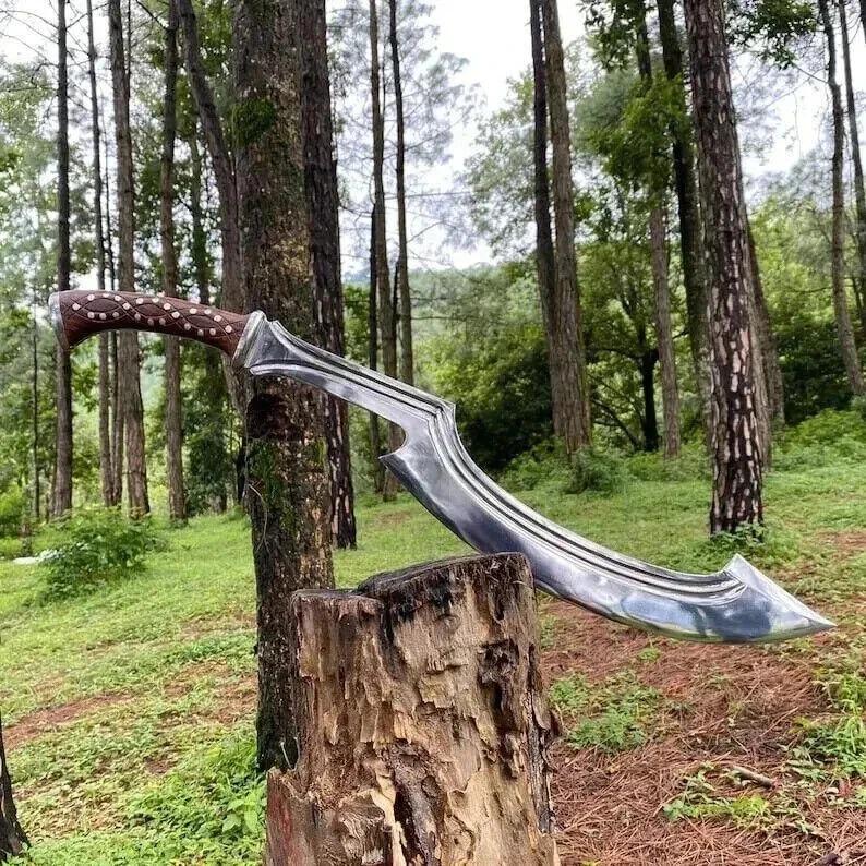 Viking Weapon Replica - Handmade Damascus Steel Celtic Leaf Sword, Viking Medieval Display Sword