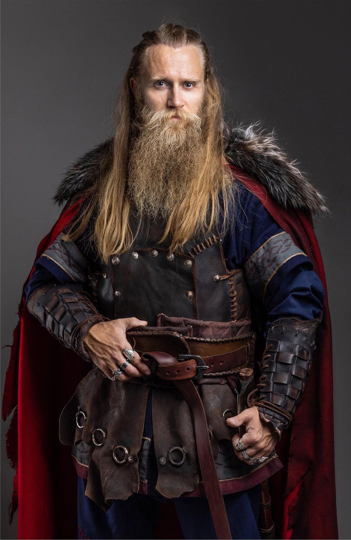 Viking Jacket - Viking Jarl Leather Coat Men Fur Collar Norse Warrior Medieval Fantasy Cosplay