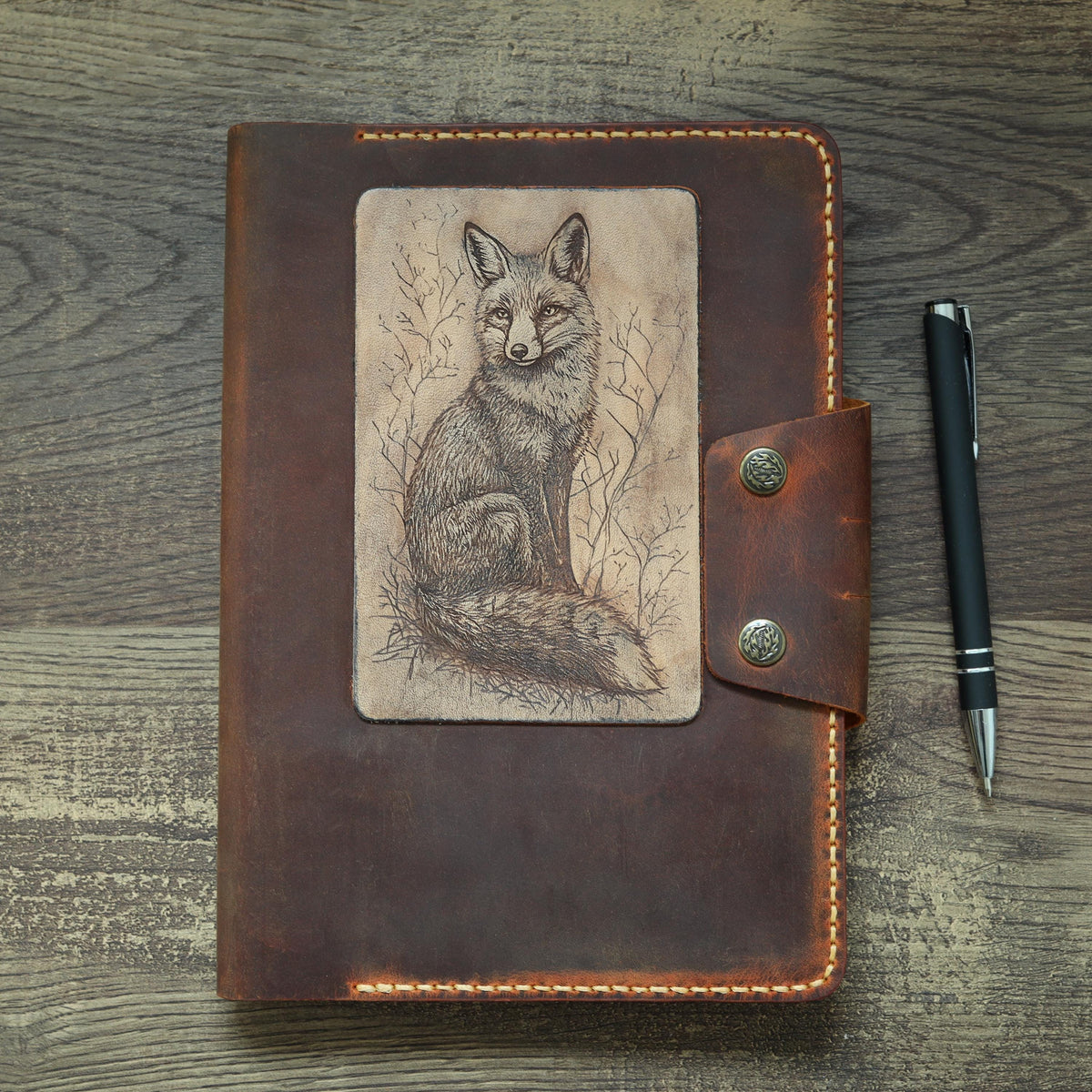 Viking Leather Accessory - Personalised Leather Journal: Refillable A5 Viking Norse Design, Camel