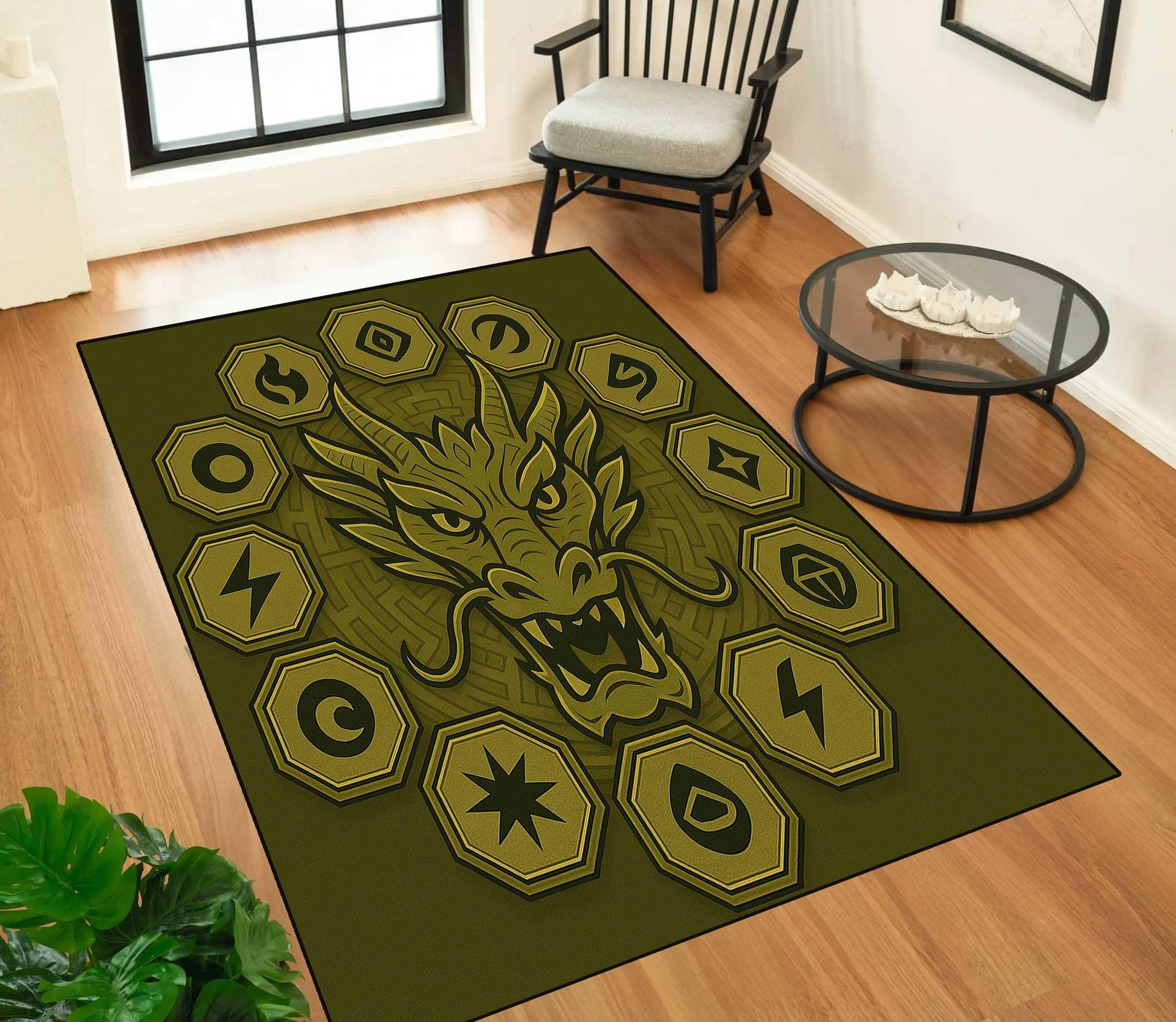 Viking Rug - Viking Dragon Knotwork Rug, Norse Mythology, Celtic Serpent Warrior (40x60cm)