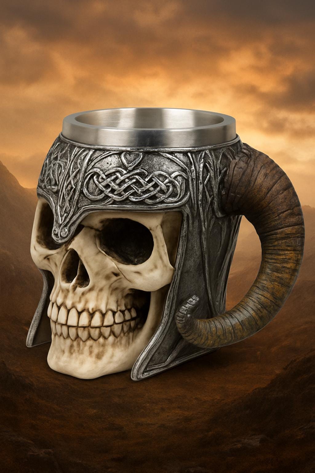 Viking Mug - Viking Horned Skull Warrior Tankard Mug For your favorite Drink