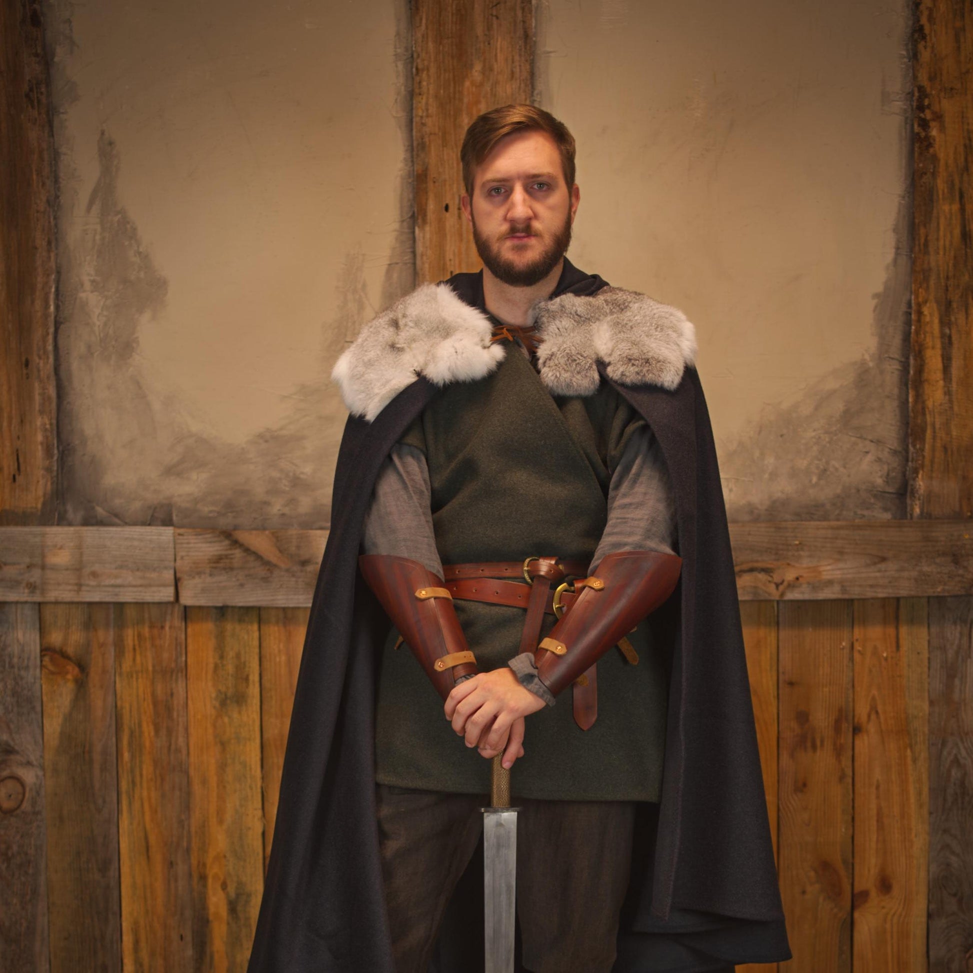 Viking Jacket - Medieval Viking Leather Coat, Fur Collar, Norse Warrior Jacket, Renaissance Fair