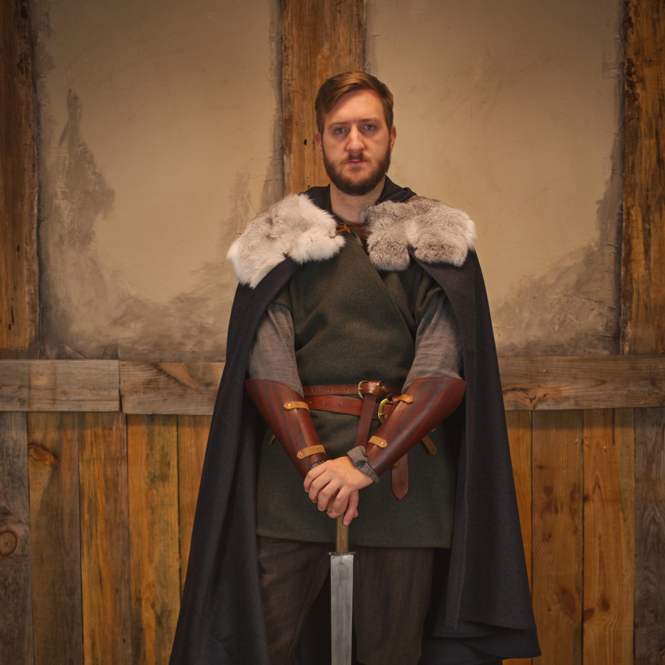 Viking Jacket - Medieval Viking Leather Coat, Fur Collar, Norse Warrior Jacket, Renaissance Fair