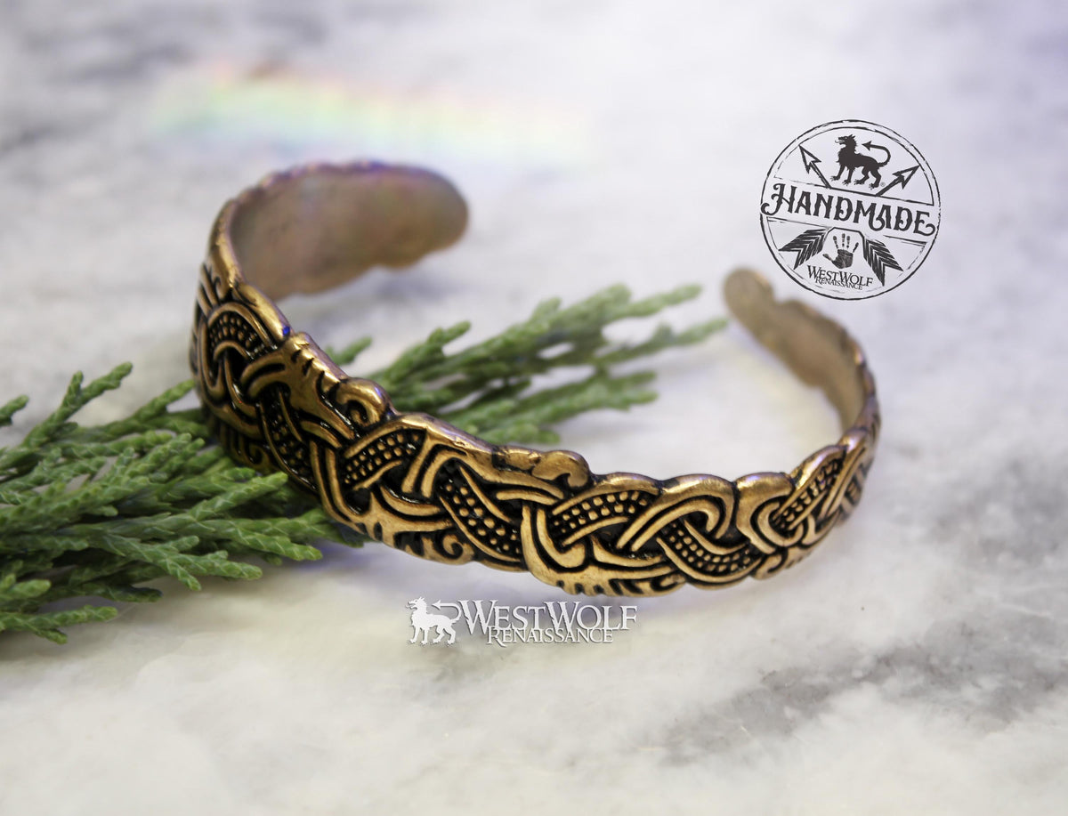 Viking Ring - Bronze Viking Dragon Knot Bracelet or Torc in the Mammen Art Style - Jewelry for Men