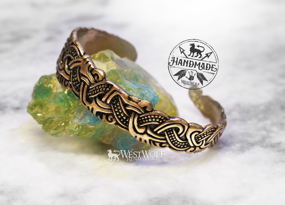 Viking Ring - Bronze Viking Dragon Knot Bracelet or Torc in the Mammen Art Style - Jewelry for Men