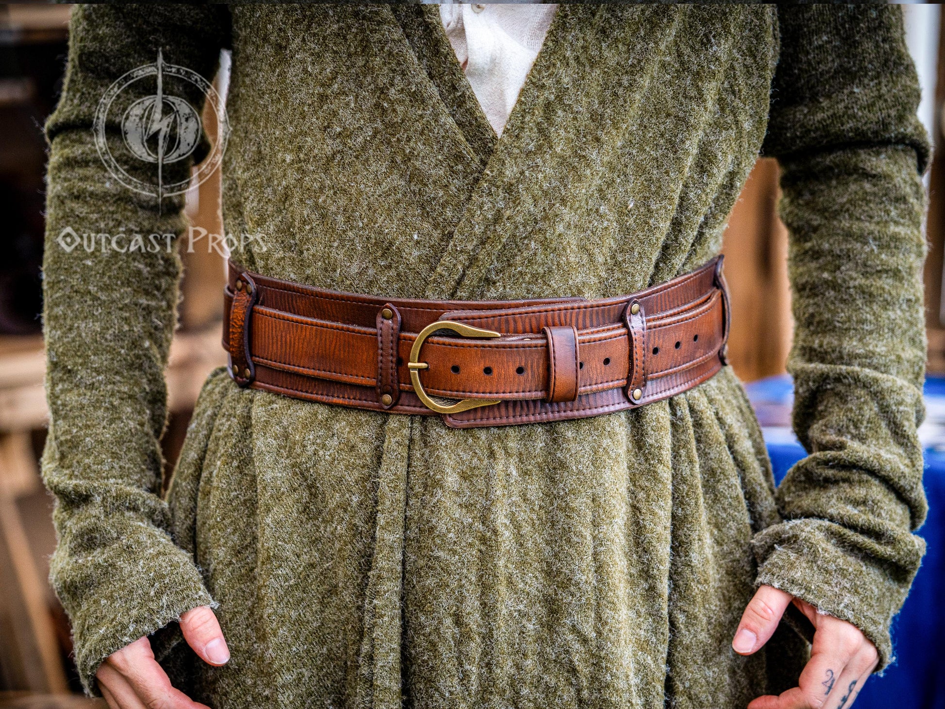 Viking Ring - Medieval Ring Belt, Black Faux Leather Renaissance Viking Cosplay Waist Belt, LARP