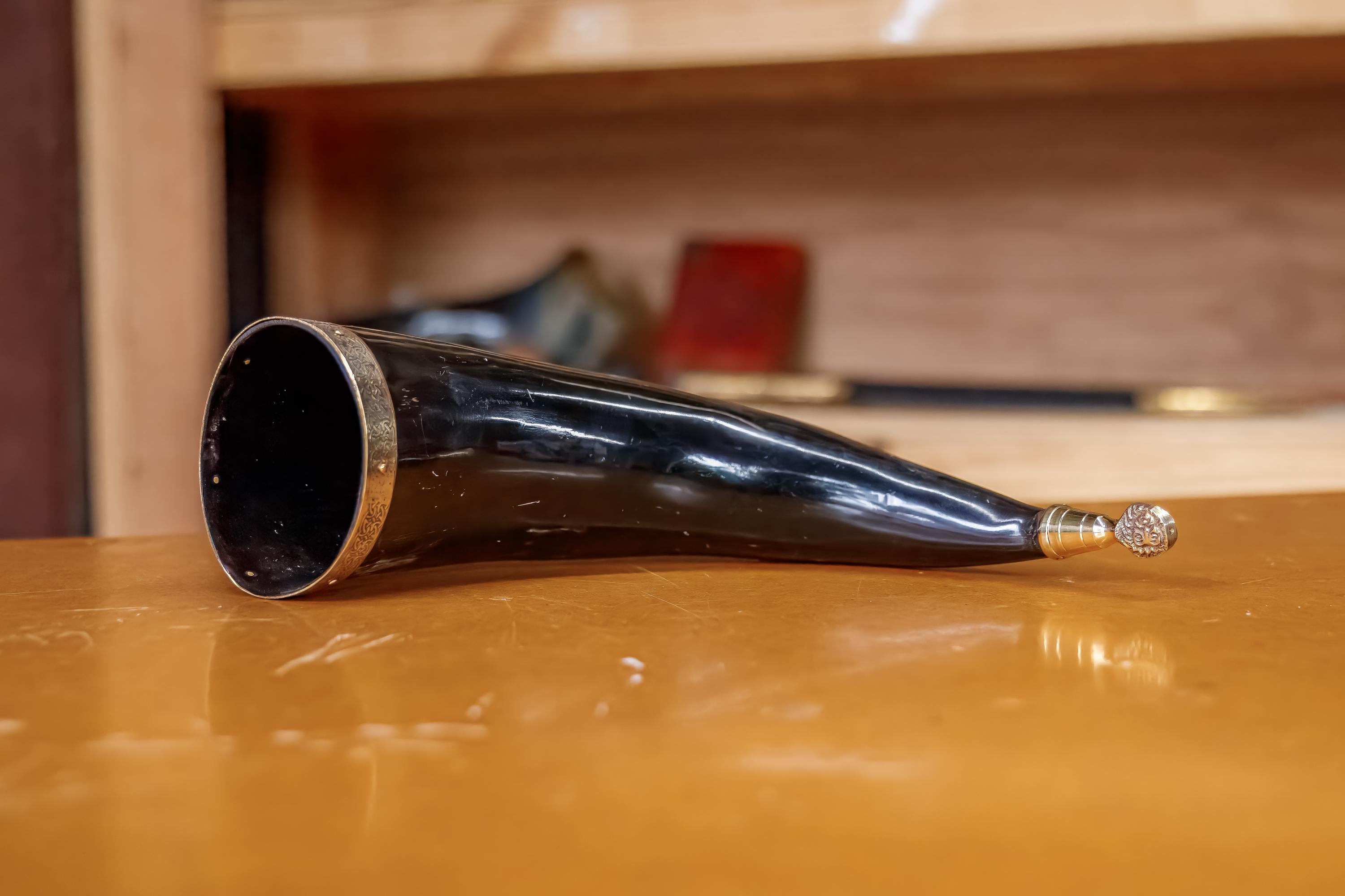 Viking Odin Mug - Larp Odin’s Wisdom Viking Drinking Horn w/ Odins Raven Art Design SCA Hand Carved