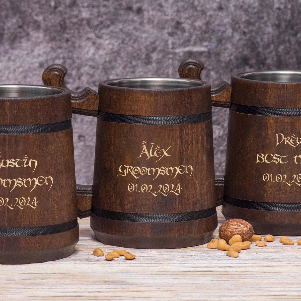 Viking Mug - Groomsmen gifts - wedding best men gifts, Lord wedding mug for him, Wood tankard