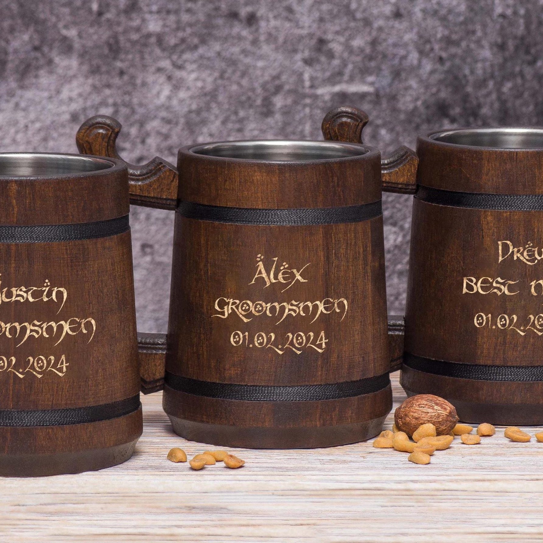 Viking Mug - Groomsmen gifts - wedding best men gifts, Lord wedding mug for him, Wood tankard