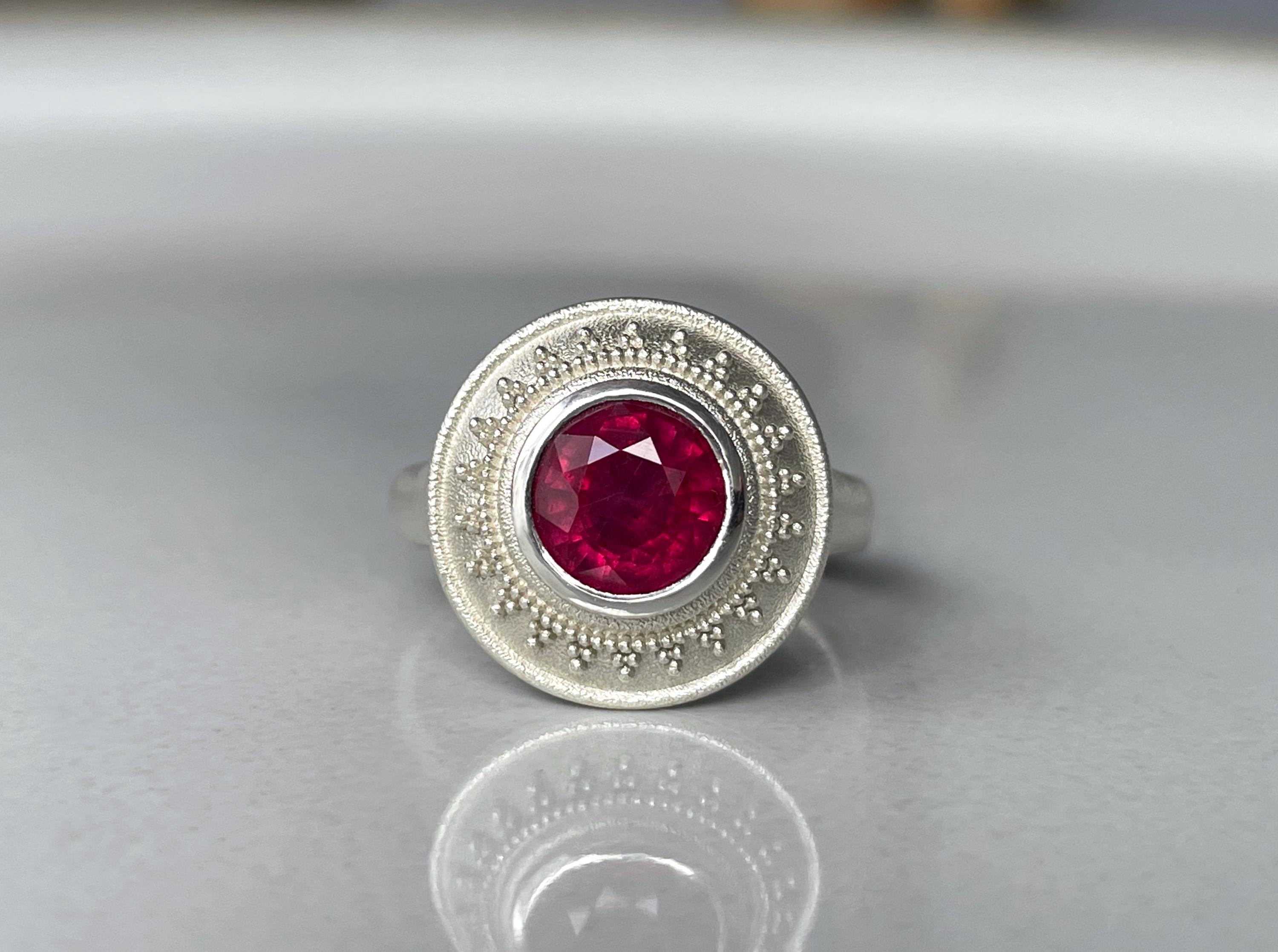 Viking Ring - 14k gold dwarven ring, brutalist signet ruby gemstone ring, fantasy viking nordic