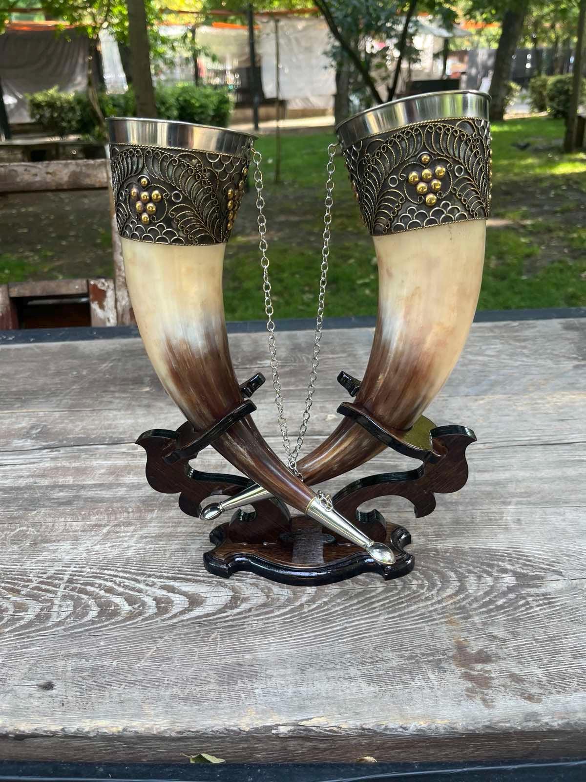 Viking Mug - Drinking horns with stand for Wedding, Viking Drinking Horn, Best quality personalized