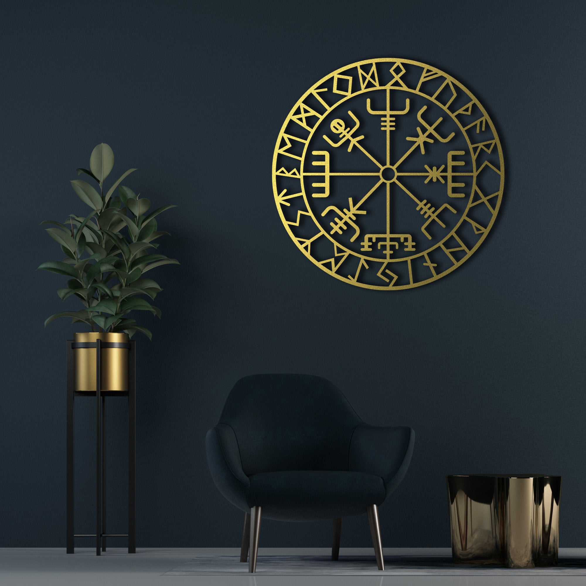 Viking Vegvisir Compass Blanket - Viking Vegvisir Wall Art Wooden Decor, Norse Compass Symbol Wall
