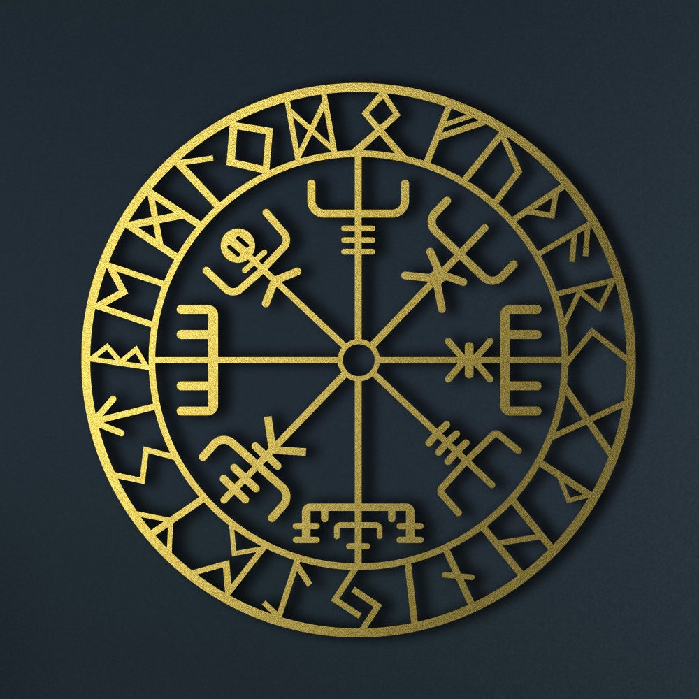 Viking Vegvisir Compass Rug - Vegvisir Viking Compass Rug, Norse Mythology Nordic Decor