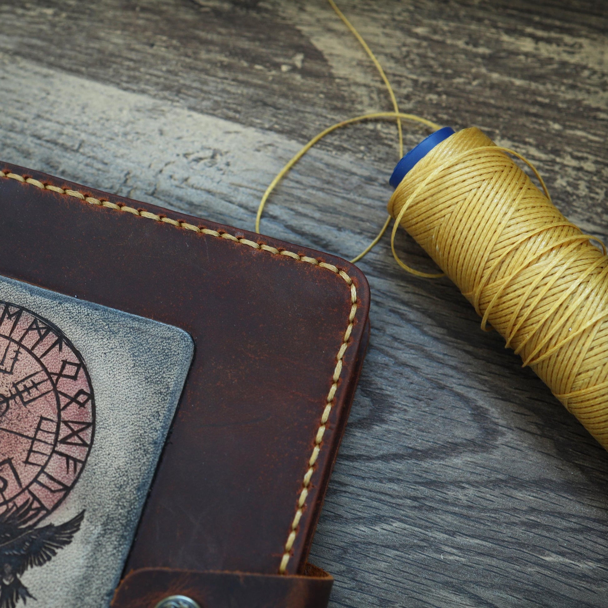 Viking Leather Accessory - Personalised Leather Journal: Refillable A5 Viking Norse Design, Camel