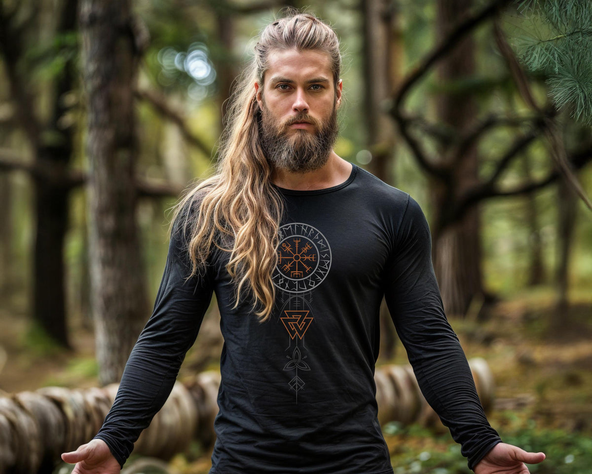 Viking Odin Hoodie - Viking Norse Mythology Hoodie, Vegvisir Compass Dragon Odin Art, Nordic Runes