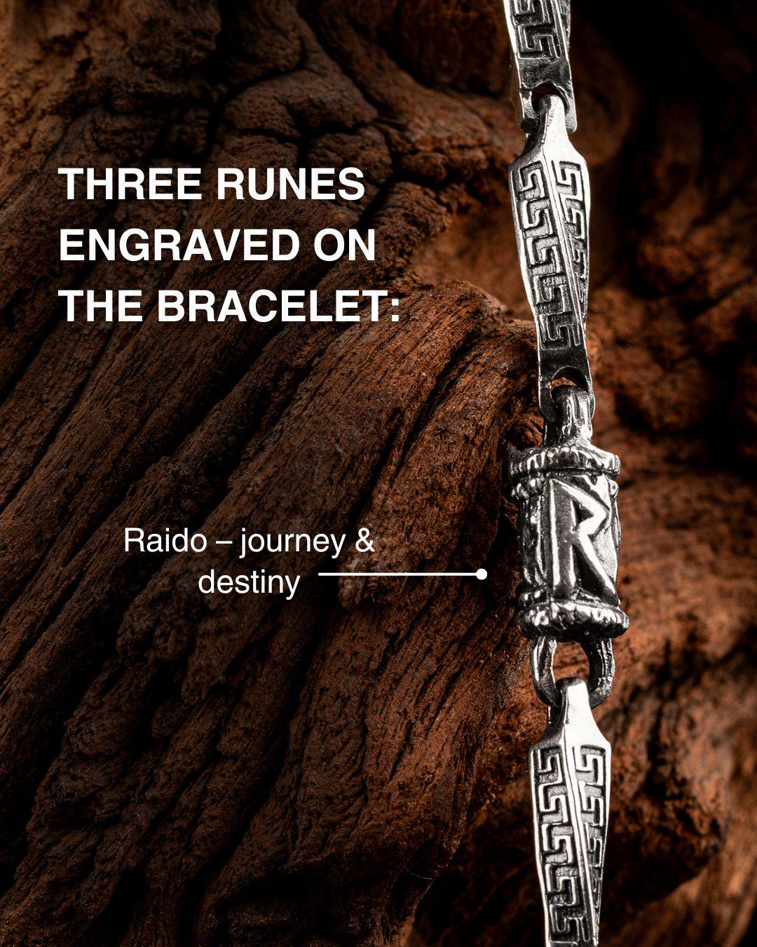Viking Wolf Bracelet - Sterling Silver Viking Wolf Bracelet with Runes – Nordic Mythology Jewelry