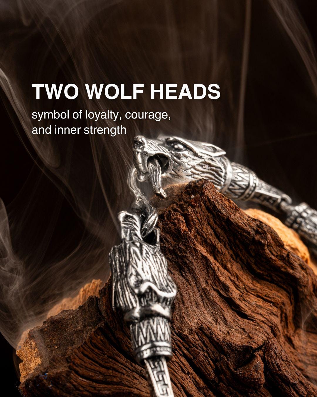Viking Wolf Bracelet - Sterling Silver Viking Wolf Bracelet with Runes – Nordic Mythology Jewelry