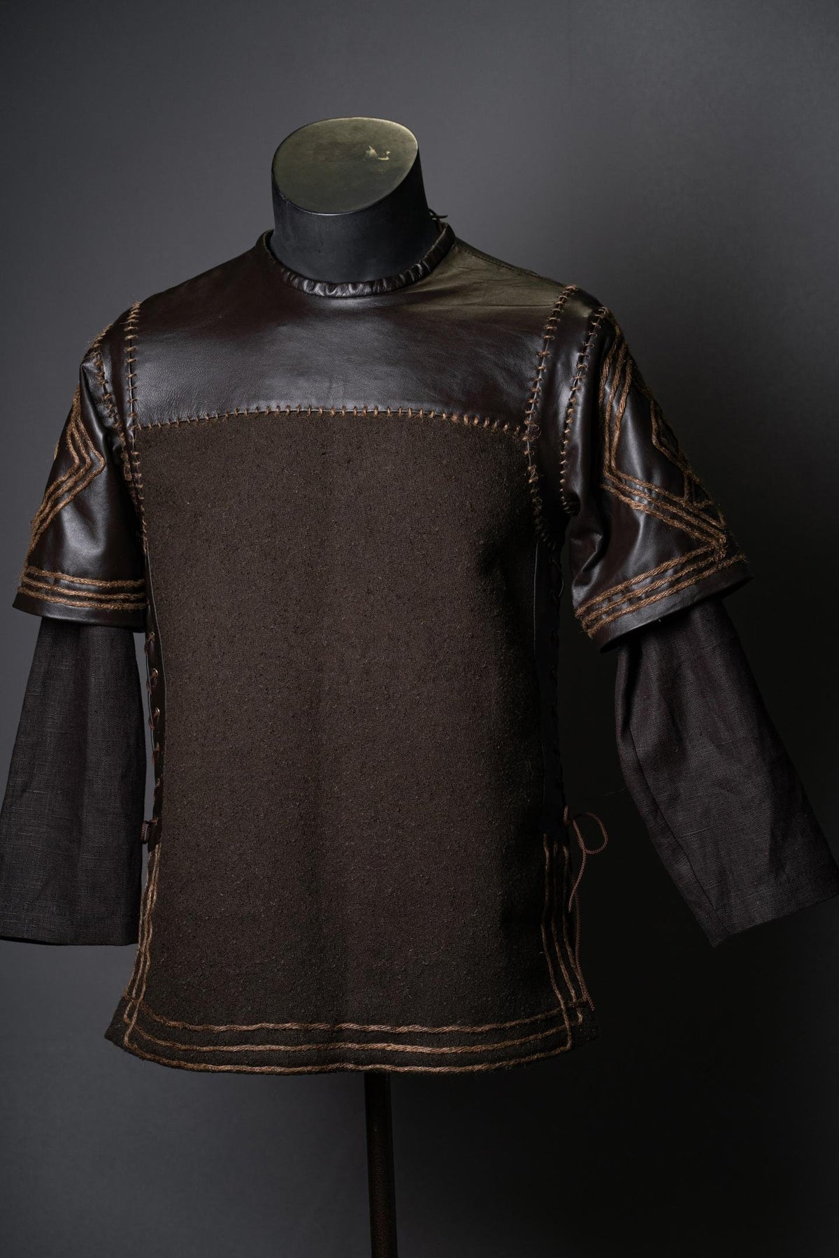 Viking T-Shirt - Embroidered Viking Tunic: Pure Lambs wool with cotton Lining, Reenactment Garb
