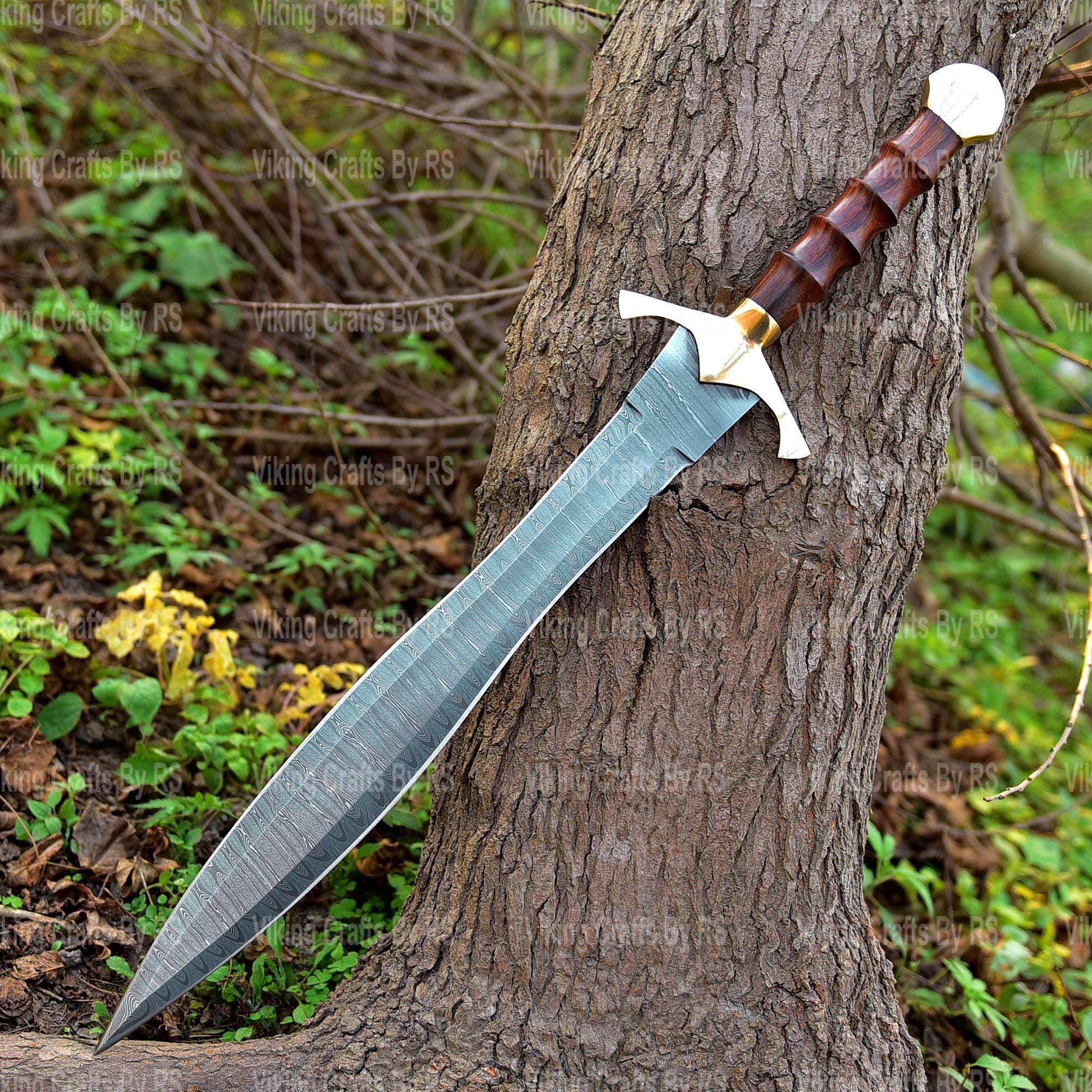 Viking Costume & LARP - Hand Crafted Northmen Damascus Steel Viking Sword, Custom Handmade Blade