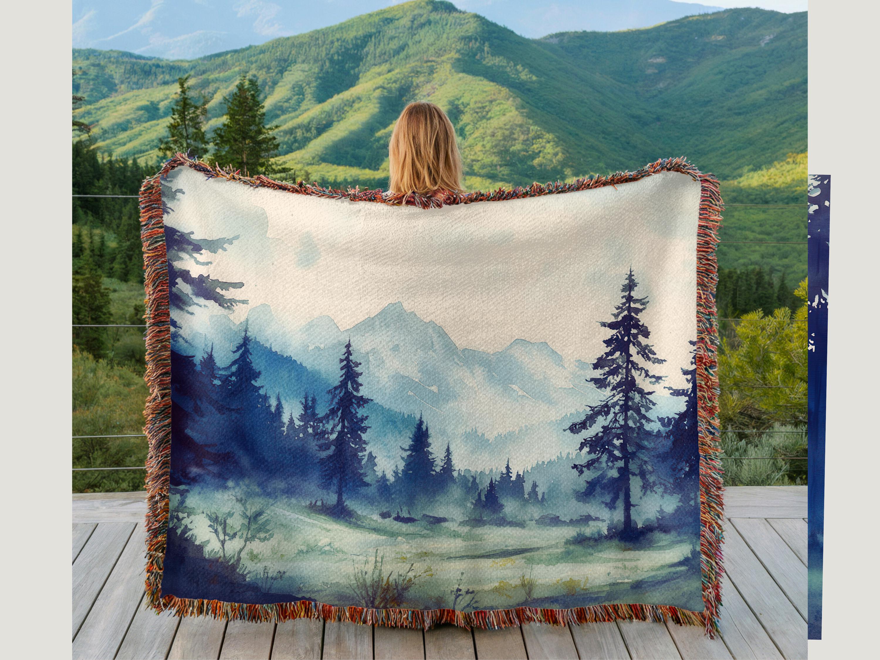 Viking Blanket - Viking Mountain Fjord and Longboat Soft Fleece Blanket - Viking Art Blanket - Gift