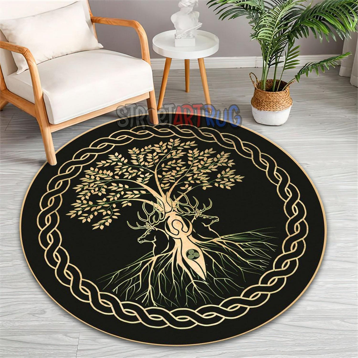 Viking Yggdrasil Tree of Life Rug - Yggdrasil Tree Of Life Round Rug, Nordic Carpet, Vikings Rug