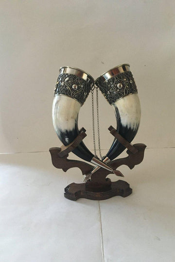 Viking Mug - Drinking horns with stand for Wedding, Viking Drinking Horn, Best quality personalized
