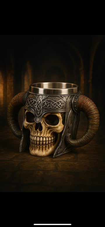 Viking Mug - Viking Horned Skull Warrior Tankard Mug For your favorite Drink