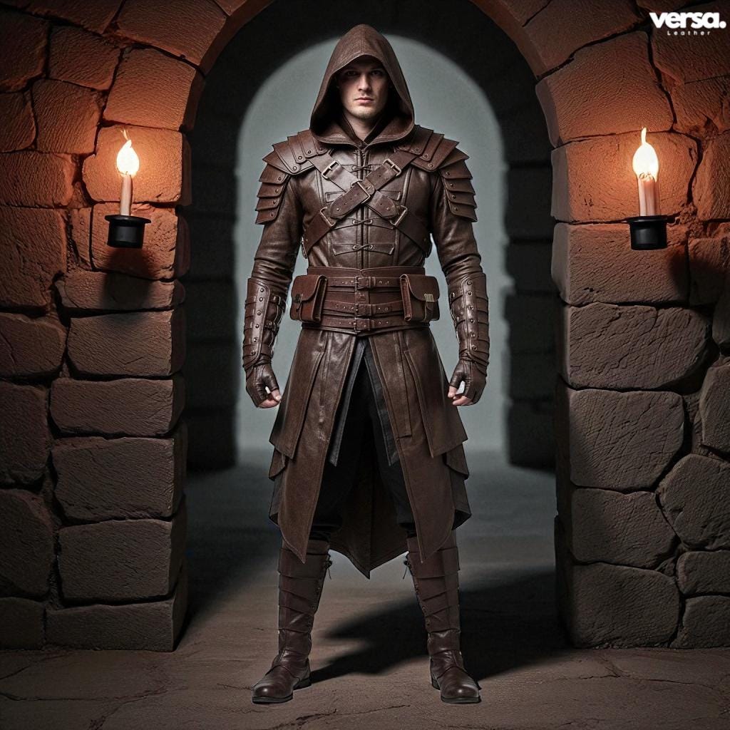 Viking Jacket - Inspired Jacket Viking Warrior Leather Coat with Faux Fur Hood Norse Mythology