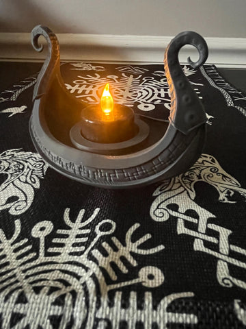 Viking Longship Home Decor - Viking Longship Tealight Holder: Kraken Design, Nordic Decor