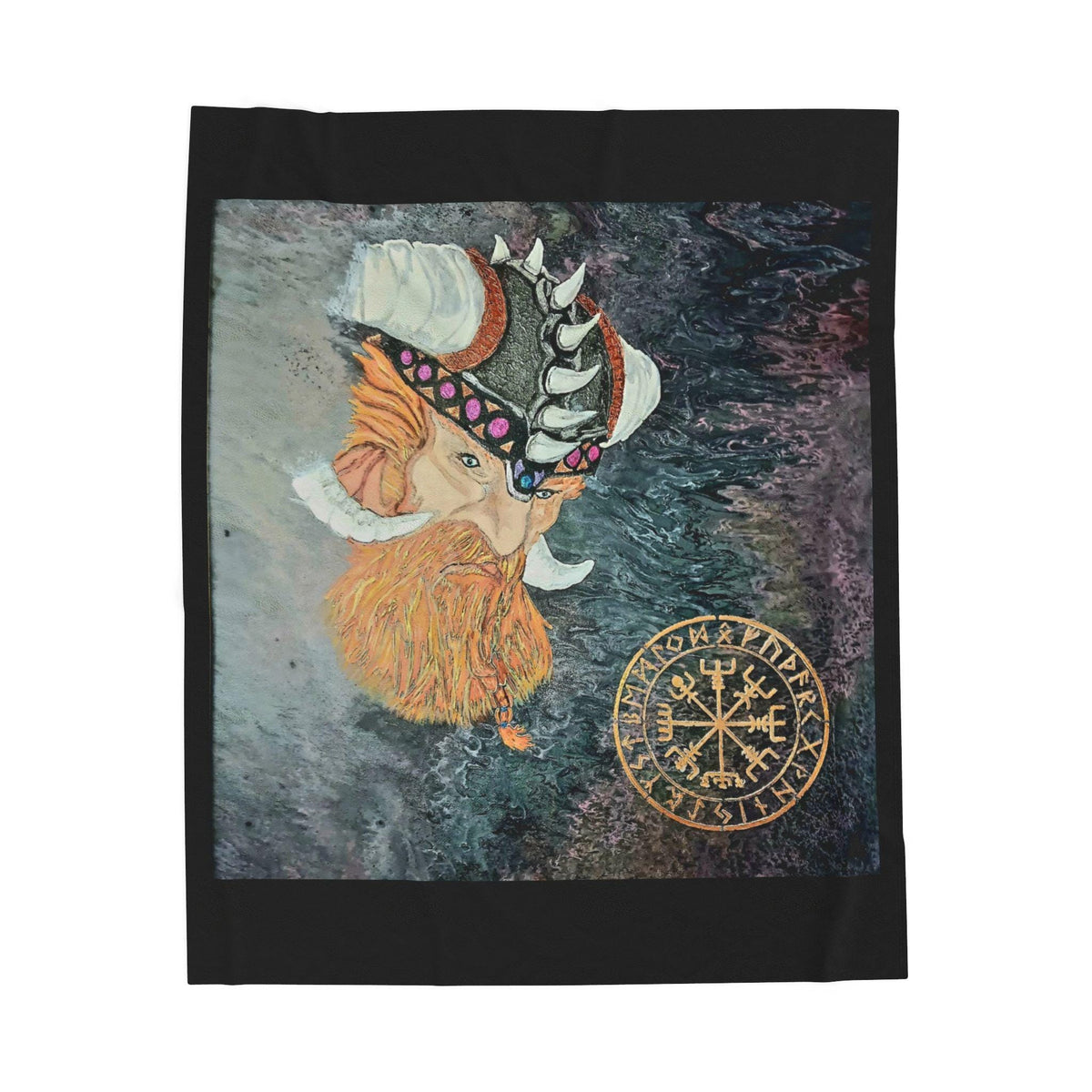 Viking Blanket - Viking Mountain Fjord and Longboat Soft Fleece Blanket - Viking Art Blanket - Gift