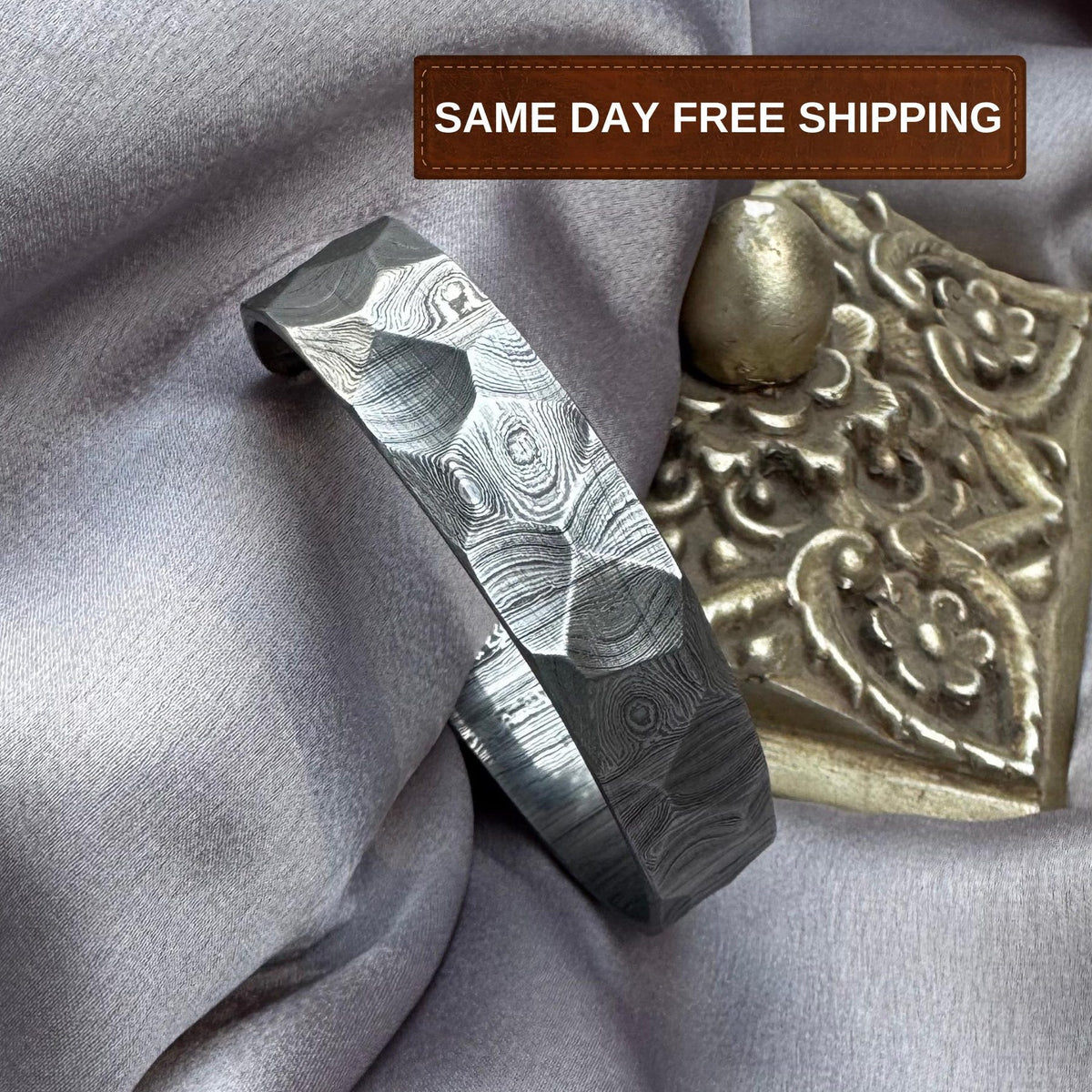 Viking Bracelet - Handcrafted Damascus Steel Square Cube Beaded Bracelet – Nordic Viking Geometric