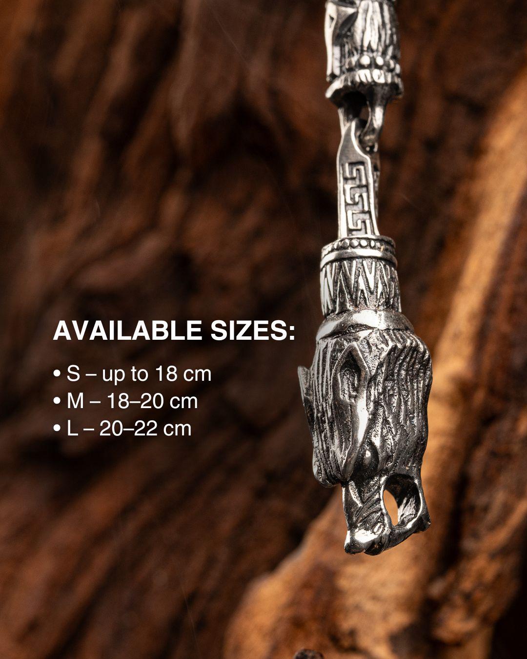 Viking Wolf Bracelet - Sterling Silver Viking Wolf Bracelet with Runes – Nordic Mythology Jewelry